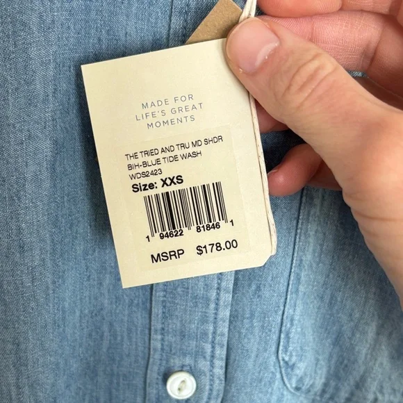 Faherty The Tried and True MIDI Shirt Dress. Blue Tide Wash. XXS - Picture 3 of 7